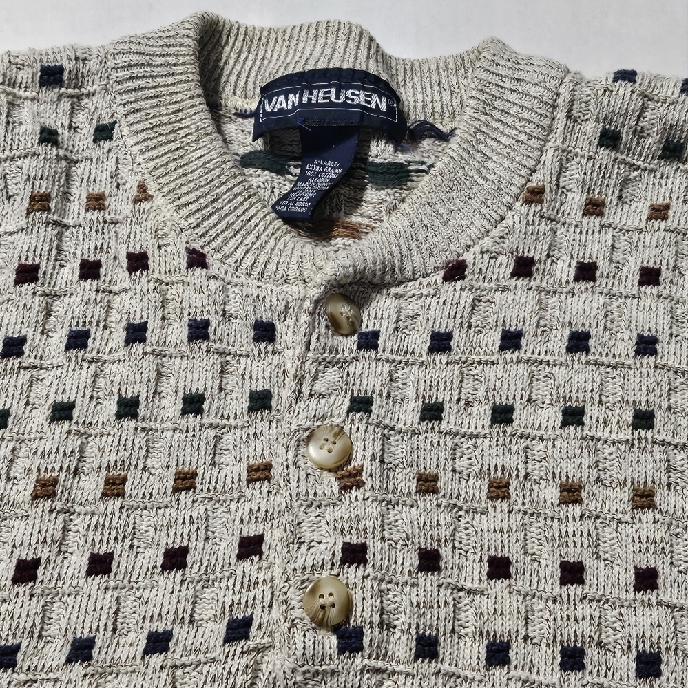 Vintage Grandpa Van Heusen Henley‎ Sweater Sportswear Men's Size XL Cotton - Picture 10 of 15
